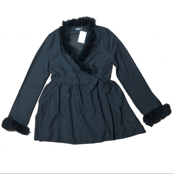 πHOST PICK!ππ€πGorgeous Poly Chiffon Pegnoir with Faux Marabou Trimπ€π - Picture 2 of 9